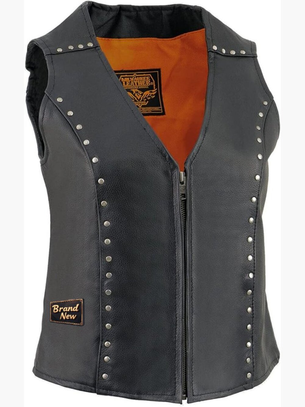 Women's Leather Motorcycle Vest with Concealed Carry Pockets